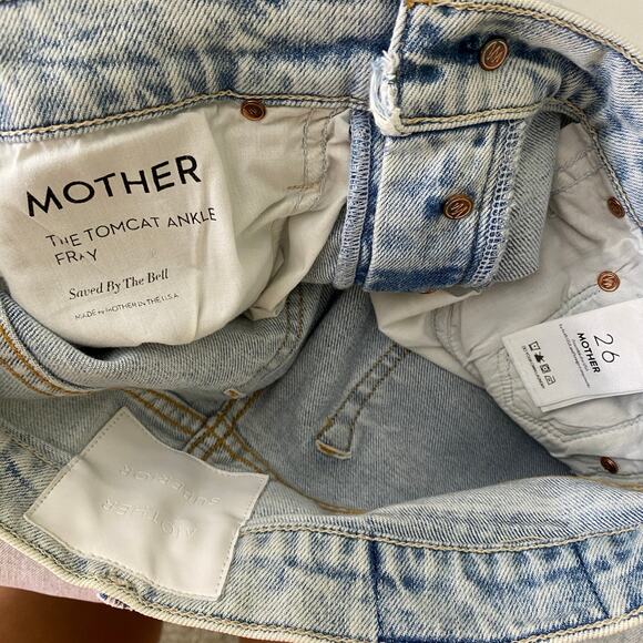 MOTHER The Tomcat Ankle Fray Size 26 Saved By The Bell Blue Straight Leg Heart - Picture 11 of 15